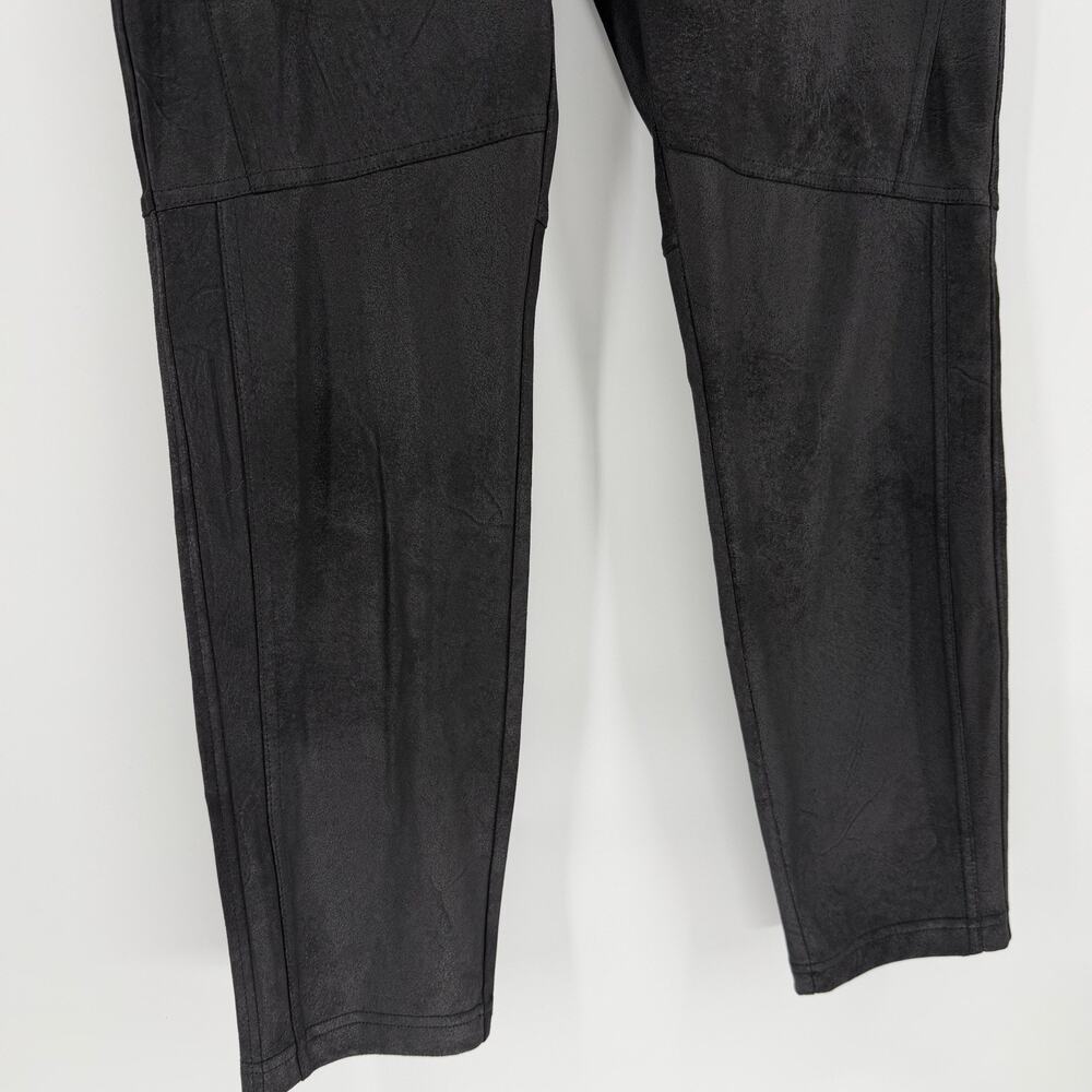 Free People Leggings Womens Large Black Faux Suede Stretch Pants High Rise Soft - Picture 3 of 8